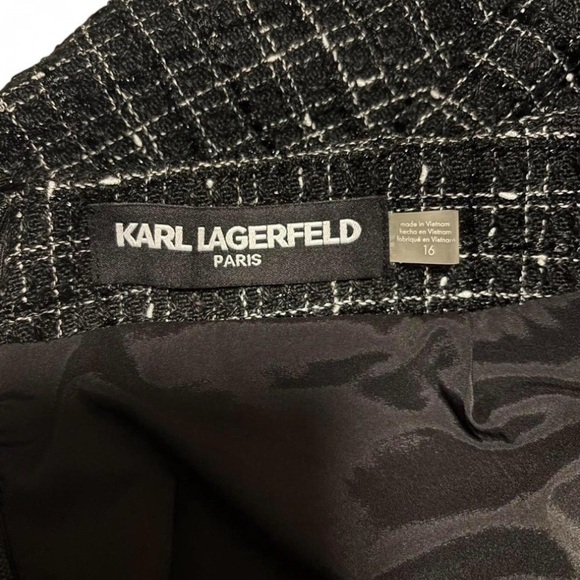 Karl Lagerfeld Black Tweed Bouclé Pencil Skirt Women’s 16 Lined Knit Workwear - Picture 6 of 7